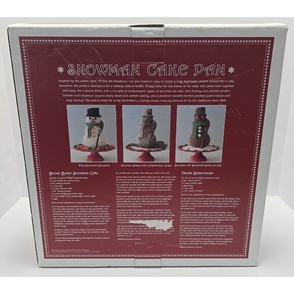 Nordic Ware 13 X 12" Snowman 3D Cake Mold Pan 10 Cups 2.6 Liters Williams Sonoma - Picture 9 of 9